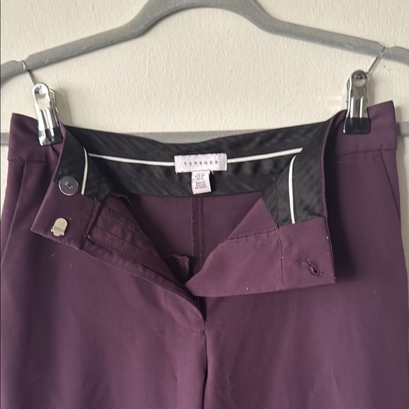 Topshop Purple Cropped Ankle Pants with Structured Fabric - Picture 3 of 7